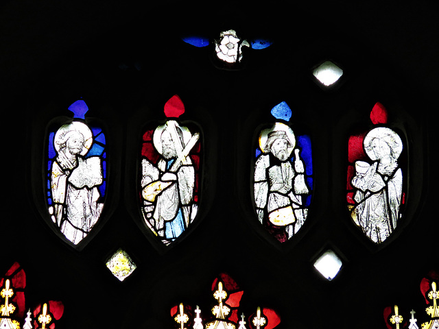 manaton church, devon , c15 glass   (2)