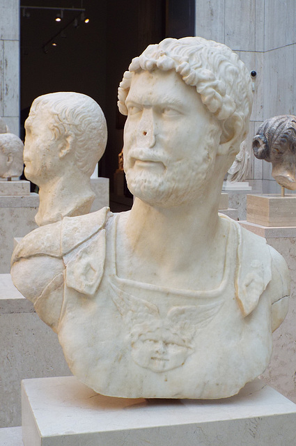 Portrait of Hadrian in the Archaeological Museum of Madrid, October 2022