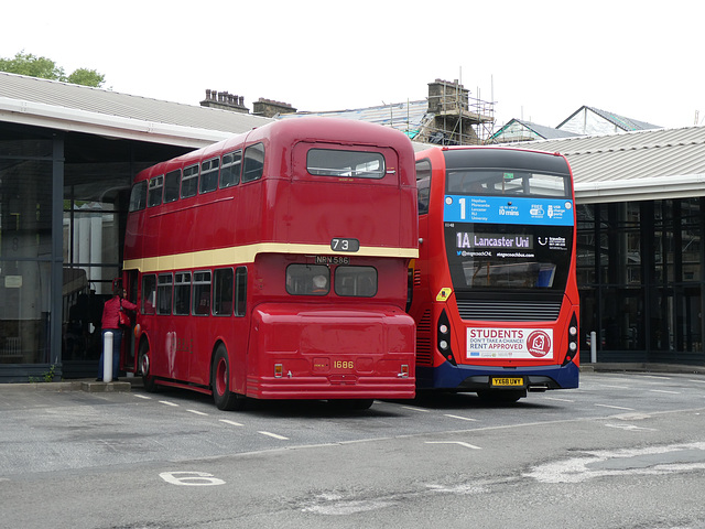 Preserved Ribble 1686 (NRN 586) and Stagecoach North West 11148 (YX68 UWY) in Lancaster - 25 May 2019 ( P1020267)