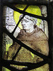 sissinghurst castle, kent   (9)late c16 saint in glass on the tower stair, possibly st francis