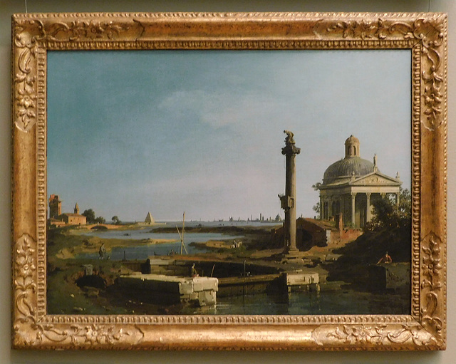 Lock, Column, and Church beside a Lagoon by Canaletto in the Metropolitan Museum of Art, January 2022