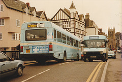 Cambus 302 (PEX 618W) and 2055 (D355 KVA) in Cambridge - 2 Jan 1987