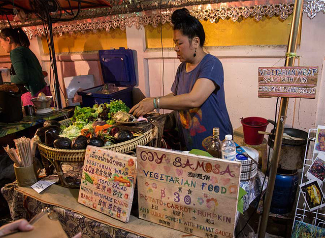 Vegetable wraps - great street food in Pai