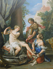 Detail of Bathsheba at her Bath by Chiari in the Metropolitan Museum of Art, January 2022