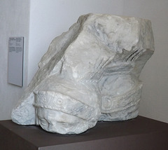 Relief Fragment with the Heads of Legionaries and a Pile of Weapons in the Museo Campi Flegrei, June 2013