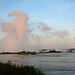 Zambia, The Water Dust of Victoria Falls in the Sunrise Lights