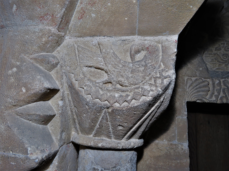 brize norton church, oxon (2) bird (vulning?) on late c12 capital