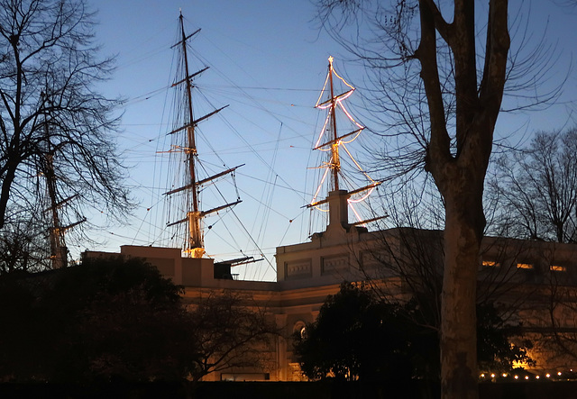 Cutty Sark with Christmassy Rigging