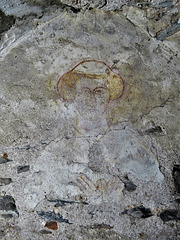 dittisham church, devon , c14 wall painting within the sedilia (1)