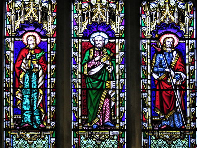 dittisham church, devon , mid c19 glass in east window