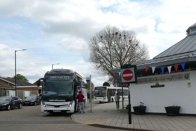 Ambassador Travel (National Express contractor) 305 (BV72 XFB) in Mildenhall - 2 May 2023 (P1150384)