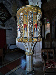 dittisham church, devon , c15 pulpit (2)