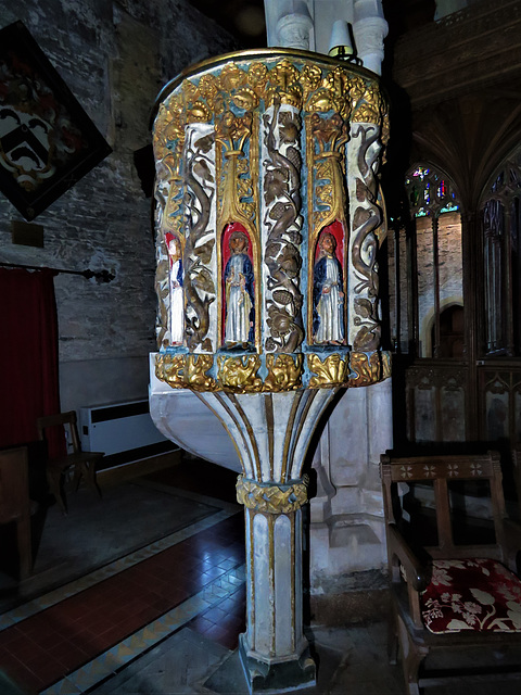 dittisham church, devon , c15 pulpit (2)