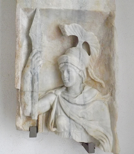 Detail of the Relief with the Goddess Roma in the Museo Campi Flegrei, June 2013