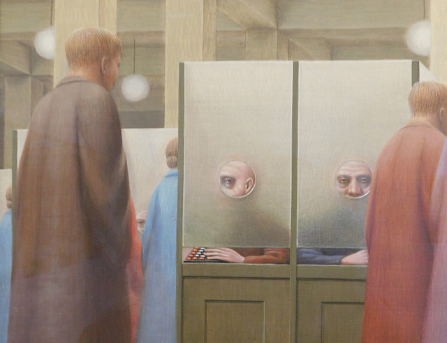 Detail of Government Bureau by George Tooker in the Metropolitan Museum of Art, January 2019