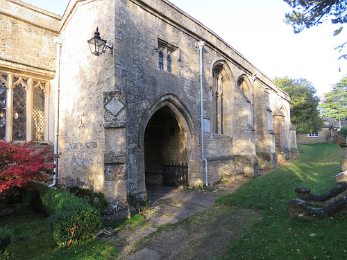 church enstone, oxon  (5) c14 porch, aisle made as wide in mid c15