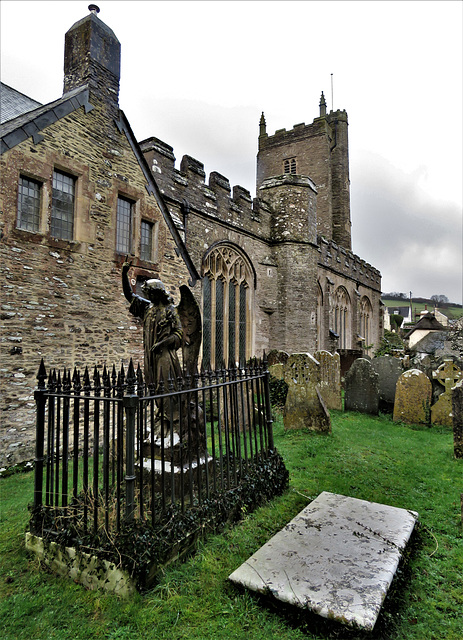 dittisham church, devon , c15 rood stair turret on n. side of church