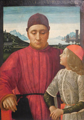 Detail of Francesco Sassetti and his Son Teodoro by Domenico Ghirlandaio in the Metropolitan Museum of Art, January 2022