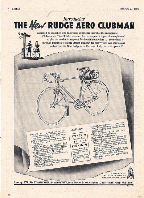 1950 Rudge Aero Clubman ad 3.50