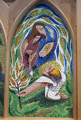 church enstone, oxon  (16) c21 mosaic reredos by nicholas mynheer based on concordances between myths of st kenelm and christ  c.2018