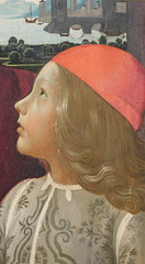 Detail of Francesco Sassetti and his Son Teodoro by Domenico Ghirlandaio in the Metropolitan Museum of Art, January 2022