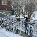 snowy bike fence