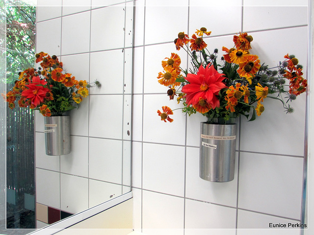 Tiles and Flowers Reflected.