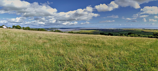 Carmarthen Bay panorama from Sir Johns Hill, Laugharne