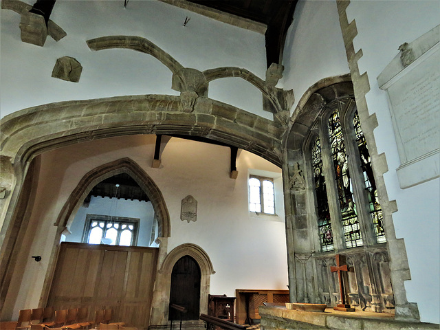 church enstone, oxon  (22) remains of a c15 vaulted chantry with built in altar and reredos under the window