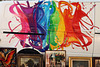 Abstrait arc-en-ciel de couleur Splash sur la camionnette d'un marchand - Puces de Vanves .