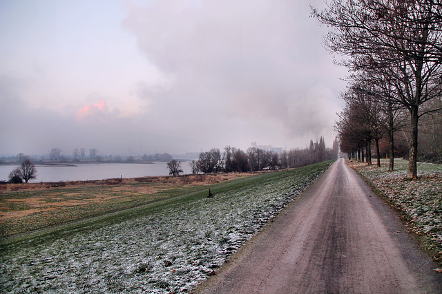 Weg zwischen Rheinufer und Alsumer Berg (Duisburg-Bruckhausen) / 17.12.2022