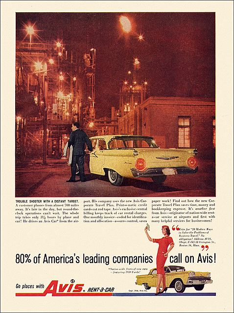 Avis Rental Car Ad, 1958