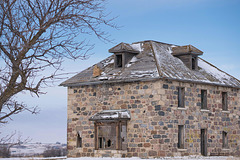stone house with bay window