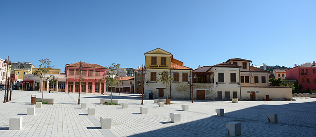 Albania, The Quarter of Colorful Houses in the Old Town of  Vlorë