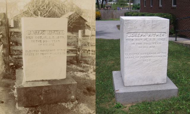 Joseph Ritner, Pennsylvania Governor, Gravestone (Early and Recent Photos)