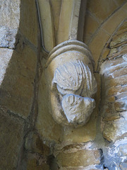 church enstone, oxon  (37) c14 vaulting corbel in porch