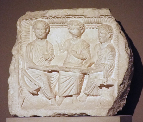 Palmyrene Relief of 3 Men Playing a Board Game  in the Boston Museum of Fine Arts, January 2018