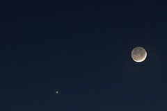 Moon, Jupiter and Uranus (view on black)