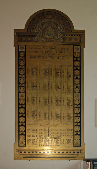 Sherwood Foresters War Memorial, St Giles' Church, Church Street, Normanton, Derby, Derbyshire