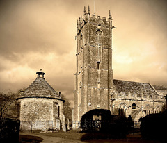 Church and dovecote.