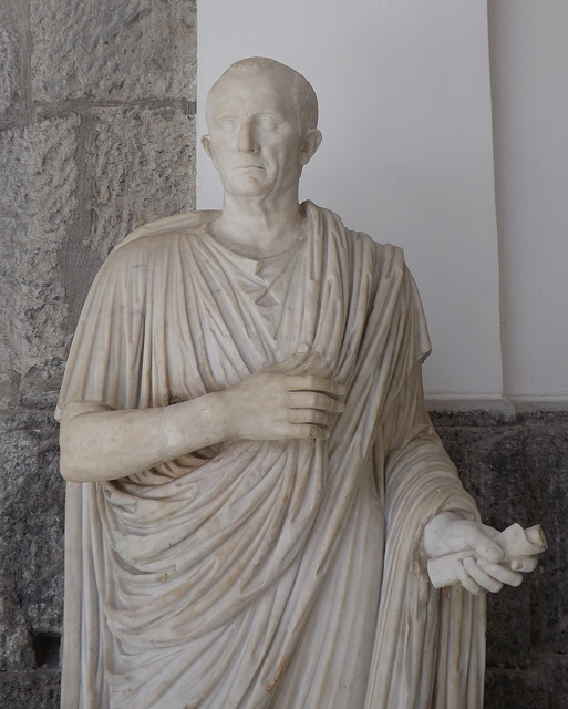 Detail of a Togate Roman in the Naples Archaeological Museum, July 2012