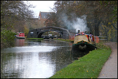 boat smoke on the canal