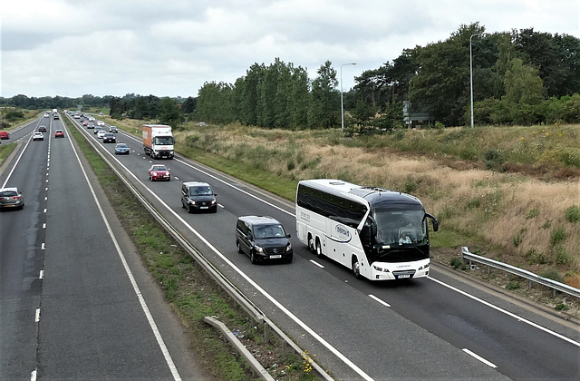 Everydays Travel OU18 ZTF on the A11 at Red Lodge - 14 Jul 2019 (P1030118)