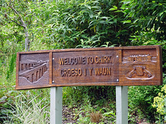 Chirk station sign and station.
