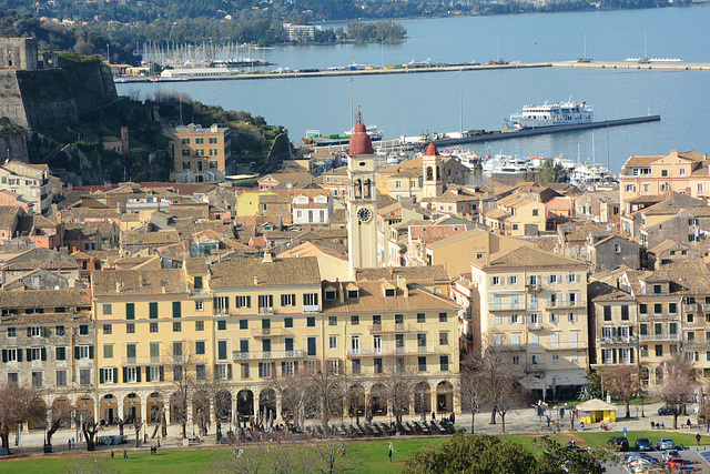 Greece, Quarters of Kerkyra-City with St.Spyridon Cathedral in the Center and the Old Seaport behind