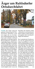 Ein Artikel aus der „REGIONAL RUNDSCHAU“ (Stadtblattverlag Teltow), Ausgabe vom 27.11.2019 (48. KW). Es wird vom Herumgezerre um die Erneuerung der L794 berichtet (Abschnitt zwischen Teltow und Ruhlsdorf).