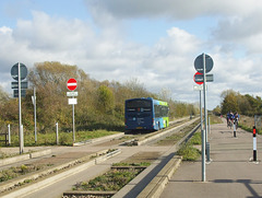 DSCF0224 Whippet Coaches WG102 (BF63 HFA) on the Cambridgeshire Guided Busway - 5 Nov 2017