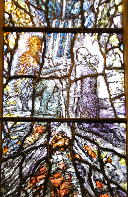 Detail of Stained glass, Malvern Priory, Great Malvern, Worcestershire