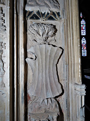 marldon church, devon , detail of late c15 screen with minature tombs to otho gilbert +1492 and wife (2)