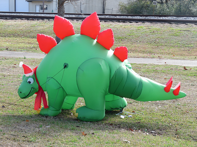 Stegosaurus ready for Christmas party